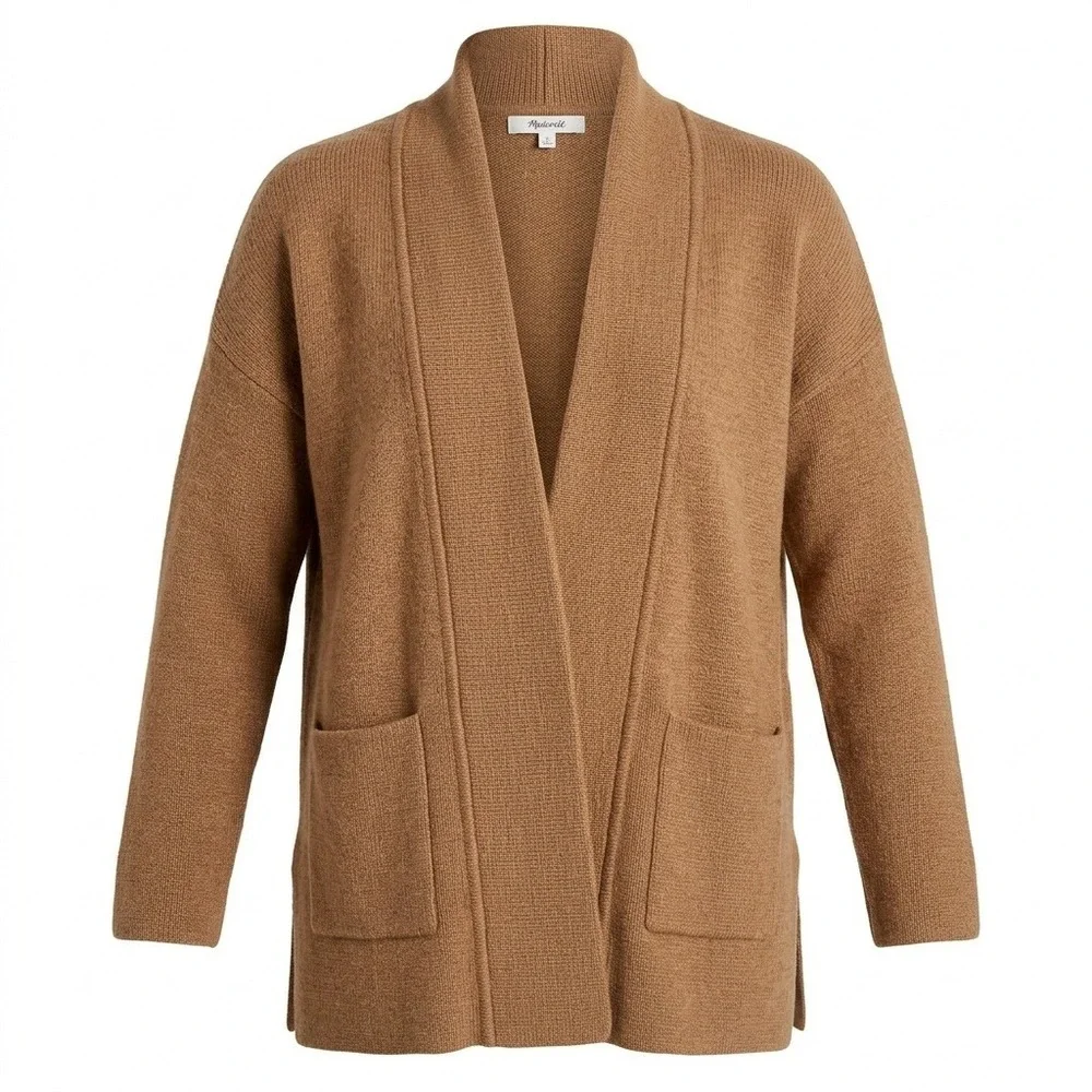Madewell Kent Cardigan Sweater Women Small Brown‎ Merino Wool Blend Open Front